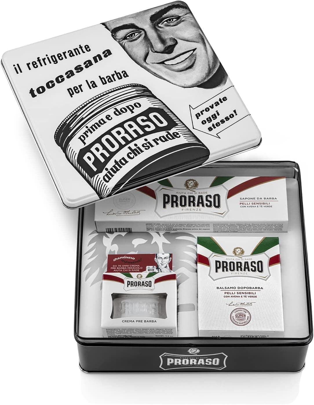 Proraso Proraso Vintage Sensitive Skin Shaving Set (3 products) - Gift set for men with pre-shave cream, tube of shaving cream and aftershave balm -Made in Italy