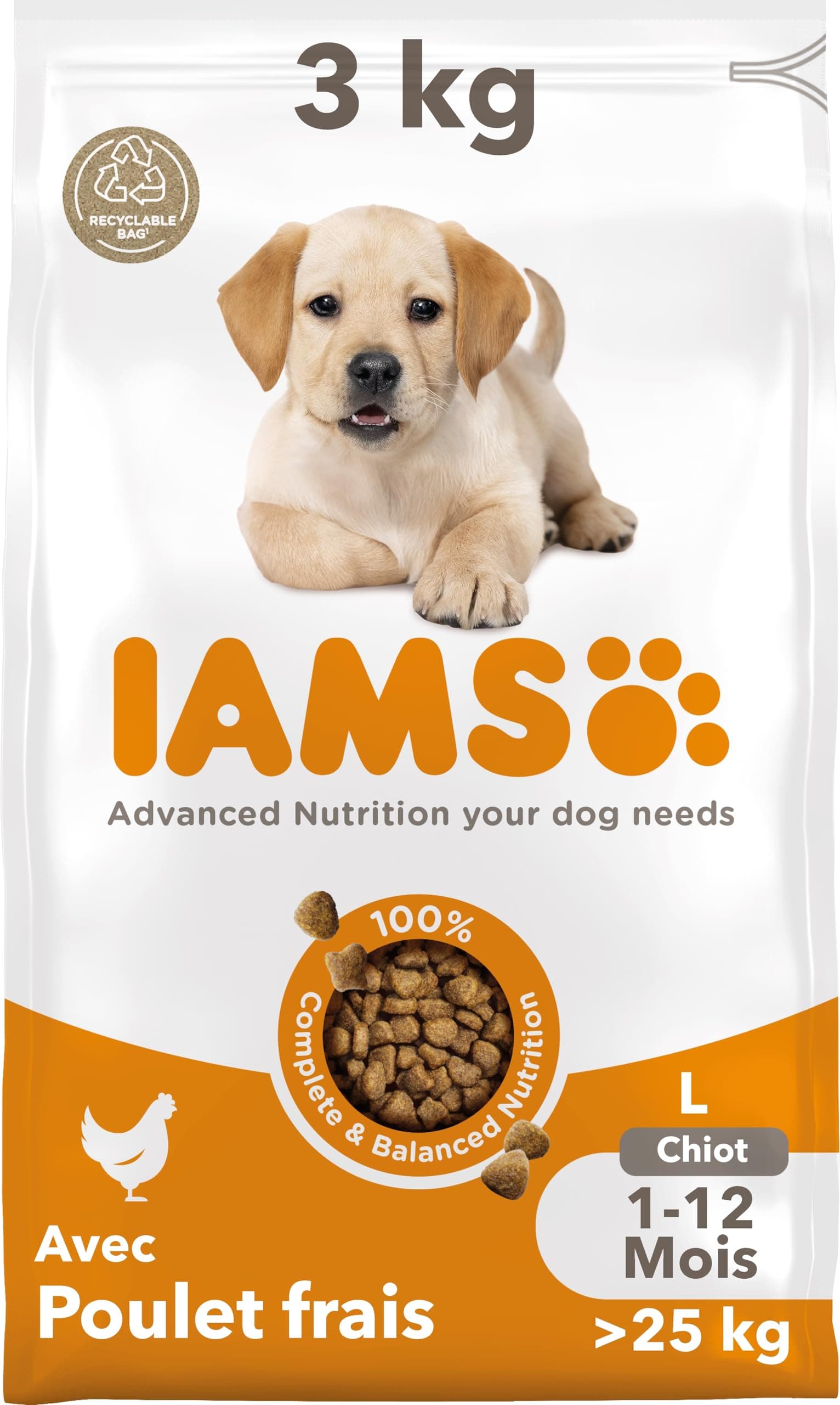 Iams Chicken Food for Puppies Large 3 kg