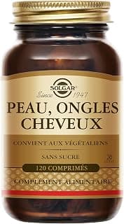 Solgar Peau, Ongles, Cheveux - Beauté - Nutriments essentiels : Zinc, Vitamine C, Acides Aminés, Cuivre - Forme Brevetée de MSM - Complément Alimentaire - Flacon de 120 comprimés