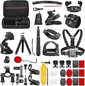NEEWER NEEWER 50 in 1 Action Camera Accessories Kit Compatible with GoPro Hero 11 10 9 8 7 6 5 4 Max GoPro Fusion Insta360 DJI Osmo Action 2 AKASO, and More