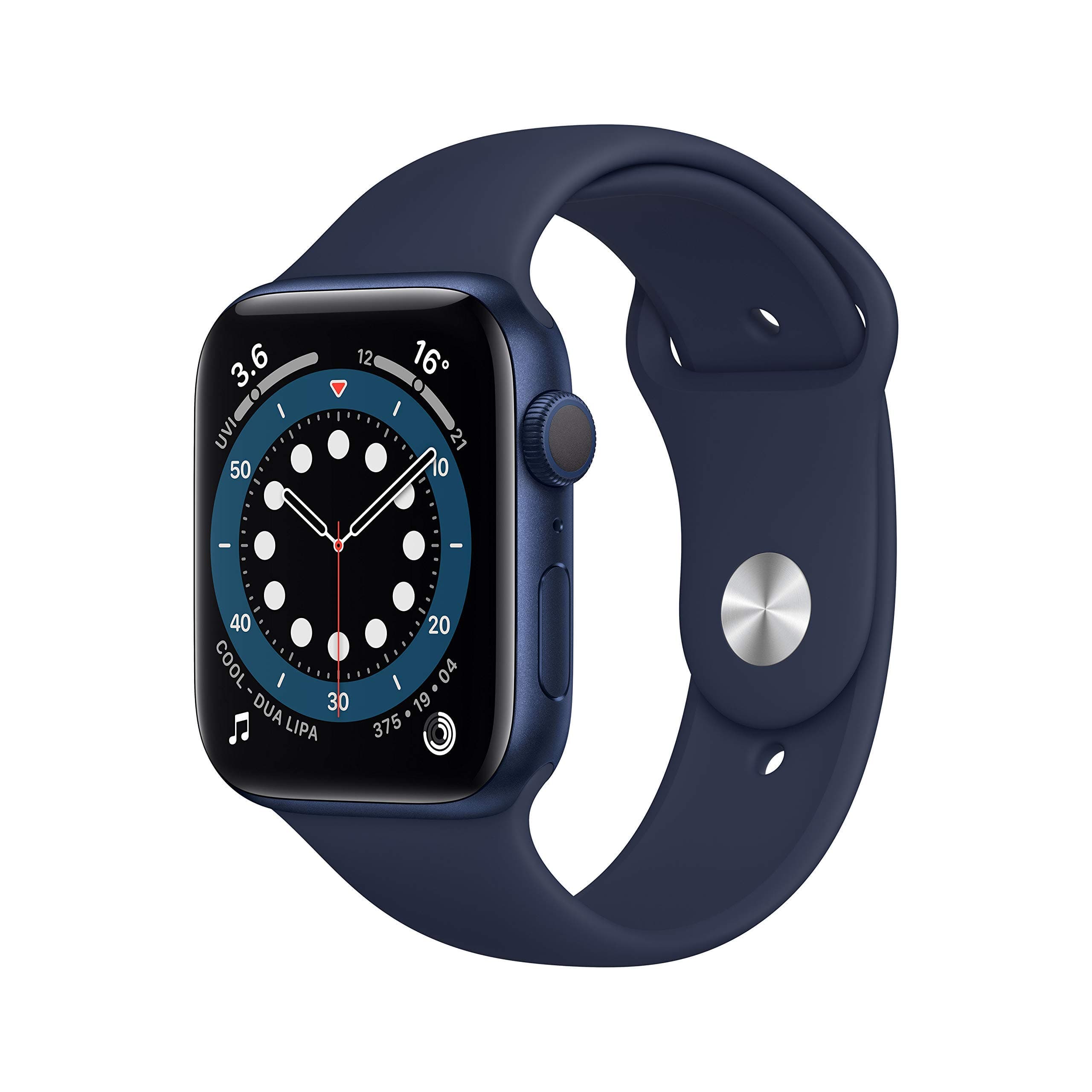 Apple Watch Series 6 (GPS, 44MM) Blue Aluminum Case with Navy Sport Strap (Refurbished)