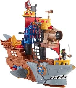 Fisher-Price Imaginext Pirate Shark Boat Toy Set for Toddlers with Figures and Accessories for Role Play for Children Aged 3 and Up, Mattel HGN68