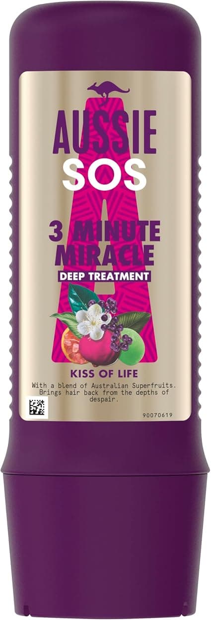 Aussie SOS 1 Minute Miracle Repair Rescue Mask 250ml to deeply nourish dry and damaged hair - Image 1