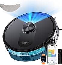 Proscenic Q10 Aspirateur Robot,8000Pa 200Mins Robot Aspirateur Laveur avec Serpillière,Navigation Lidar,Multi-étage Cartographie,Évitement d'obstacles,Silencieux,pour Poils Animaux Tapis Sols Durs