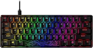 HyperX Alloy Origins 60 Mechanical Gaming Keyboard - Ultra-Compact 60% Size - HyperX Red Switch (Linear) - Double Shot PBT Keycaps - RGB LED Backlight - Black