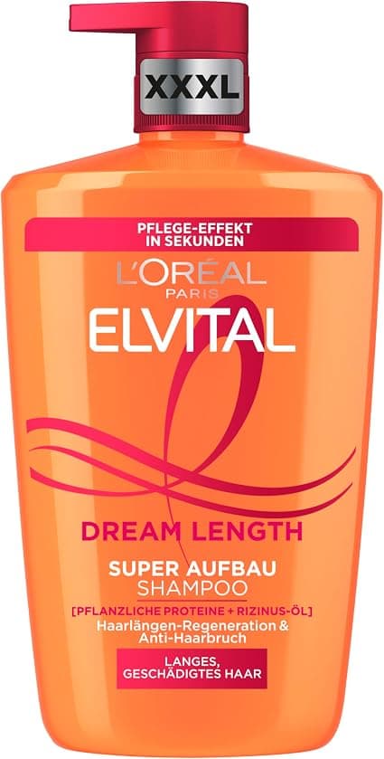 L'Oreal Paris Elvital XXXL Shampoo for split ends, For hair of incredible length, With castor oil, vitamins and vegetable proteins, Shampoo - Image 1