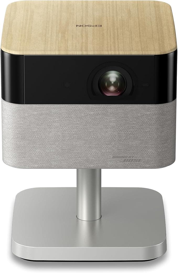 Epson Lifestudio Flex Plus EF-72 Oak, Smart Portable Projector, Sound by Bose, Google TV, 4K Pro UHD, LED Side Light, Adjustable Stand, Indoor/Outdoor Use, 5-Year Warranty*