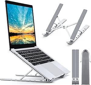 Babacom Laptop Stand, Laptop Stand with 5 Adjustable Levels, Ventilated Aluminum Cooler Compatible with MacBook, Lenovo, Other Laptops Tablets Monitors 10 - 15.6 Inches