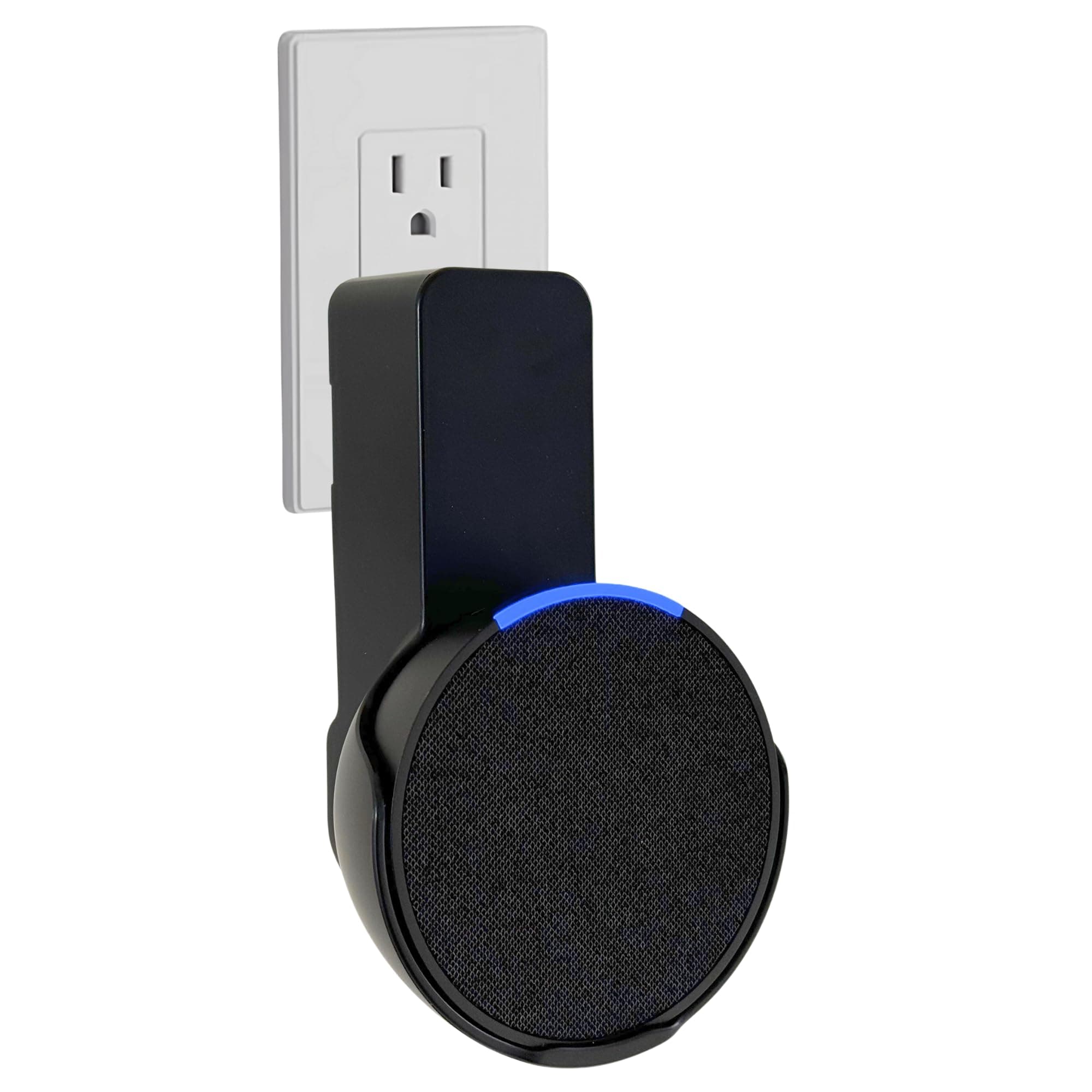 Sintron Wall Mount for Echo Pop and Google Nest, Smart Socket Holder with Built-in Cable Management, Space Saving No Bulky Cables, for Living Room, Bedroom, Kitchen (Black) - Image 1