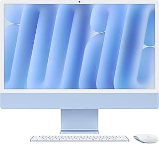 MAC Apple iMac Ordinateur de Bureau Tout-en-Un avec Puce M4, CPU 10 cœurs et GPU 10 cœurs : Conçu pour Apple Intelligence, écran Retina 24'', 16 Go de mémoire unifiée, 256 Go de Stockage SSD ; Bleu
