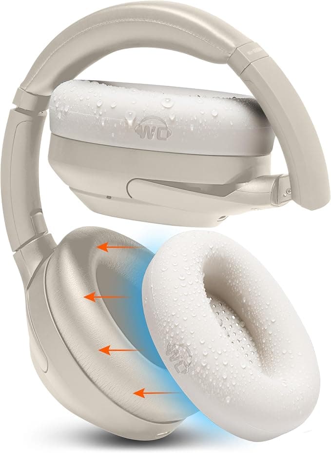 WC SweatZ XM4 - Patented Protective Covers for Sony WH1000XM4 by WC | Silicone Earmuffs for Sony WH-1000XM4 Headphones | Beige - Image 1
