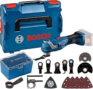 Bosch Professional Bosch Professional 18V System découpeur-ponceur sans-fil GOP 18V-34 (moteur sans charbon, Vibration Control, avec plusieurs lames, 1 plateau support, 5 feuilles abrasives, 5 accessoires, dans L-BOXX)