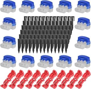 100 Pegs + 20 Cable Connectors + 10 Connecting Terminals for Robot Lawnmower Lawn Mower Boundary Cable Accessory Kit Compatible with Gardena Husqvarna