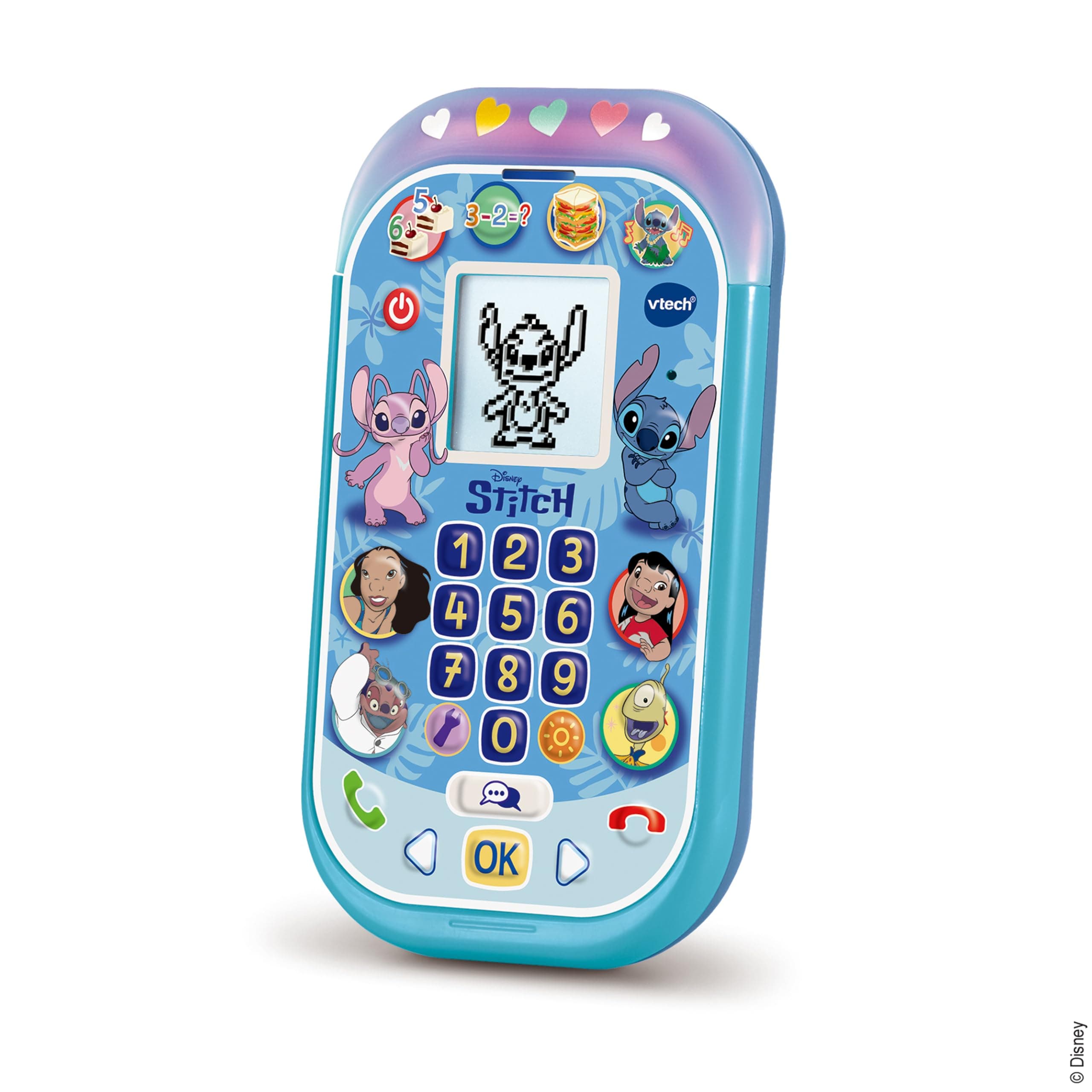 VTech VTech - Disney Stitch Educational Smartphone - Illuminated Phone Toy with Backlit Screen, 11 Activities and Interactive Games Lilo and Stitch - Gift for Children from 4 to 8 Years - English Content