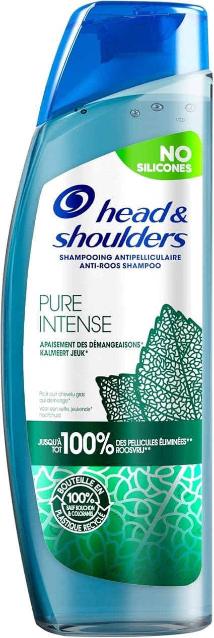 Head & Shoulders Pure Intense Itching Soothing Anti-Dandruff Shampoo, 250ml, Peppermint, For Itchy Oily Scalp, Up To 100% Dandruff Eliminated - Image 1