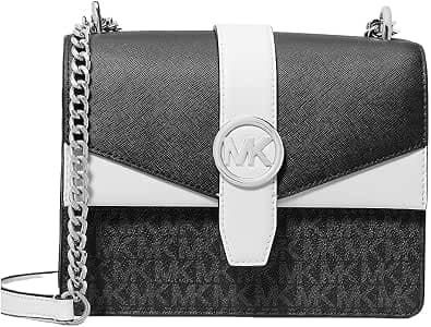 Michael Kors Greenwich Signature Small Leather Crossbody Bag - Combo Black