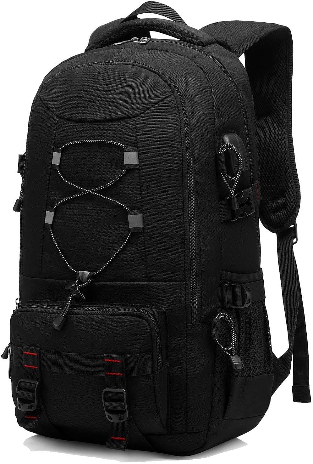 Travel Backpack, 45L Waterproof Hiking Large Capacity Laptop Backpack 17.3 Inches Trekking Men Women for Outdoor Sports Camping – Black