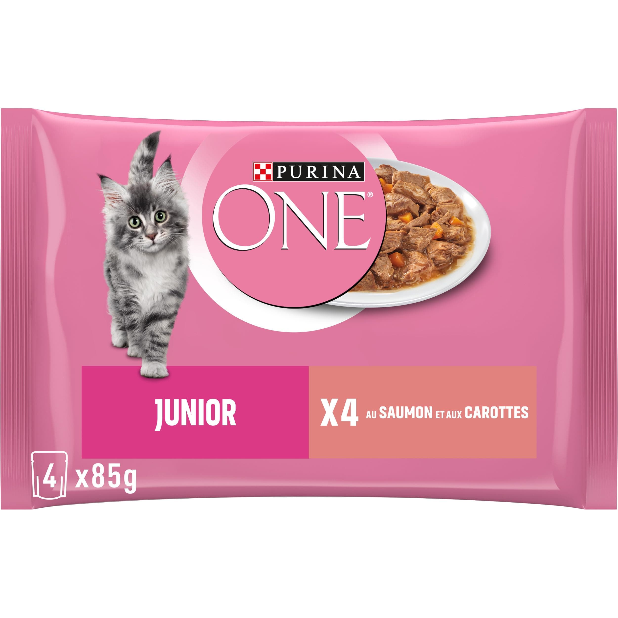 PURINA ONE Junior Salmon Tapered Kitten Meal Bag 4 x 85g