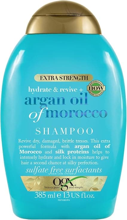 OGX Argan Oil of Morroco Shampoo (385ml) - Moisturizing and repairing shampoo with Moroccan argan oil - for dry, damaged and brittle hair