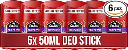 Old Spice Rockstar Lot de 6 déodorants en stick 50 ml, fraîcheur 24/7 pour une utilisation quotidienne, parfum longue durée de qualité parfumée, protège contre les odeurs, sans sels d'aluminium - Image 5