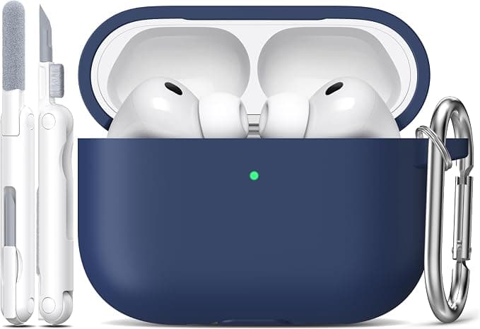R-fun For AirPods Pro 3 Case, Soft Silicone Protective Case Compatible with Apple AirPods Pro 3rd Generation for Women Men with Cleaning Kit and Keychain, Midnight Blue