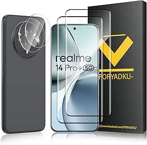HOMEMO HOMEMO Screen Protector for Realme 14 Pro+ / Realme 14 Pro Plus 5G 6.83 Inch, 2-Piece Tempered Glass + 2-Piece Protective Camera, Anti-Fingerprint, 9H Hardness, Bubble-Free