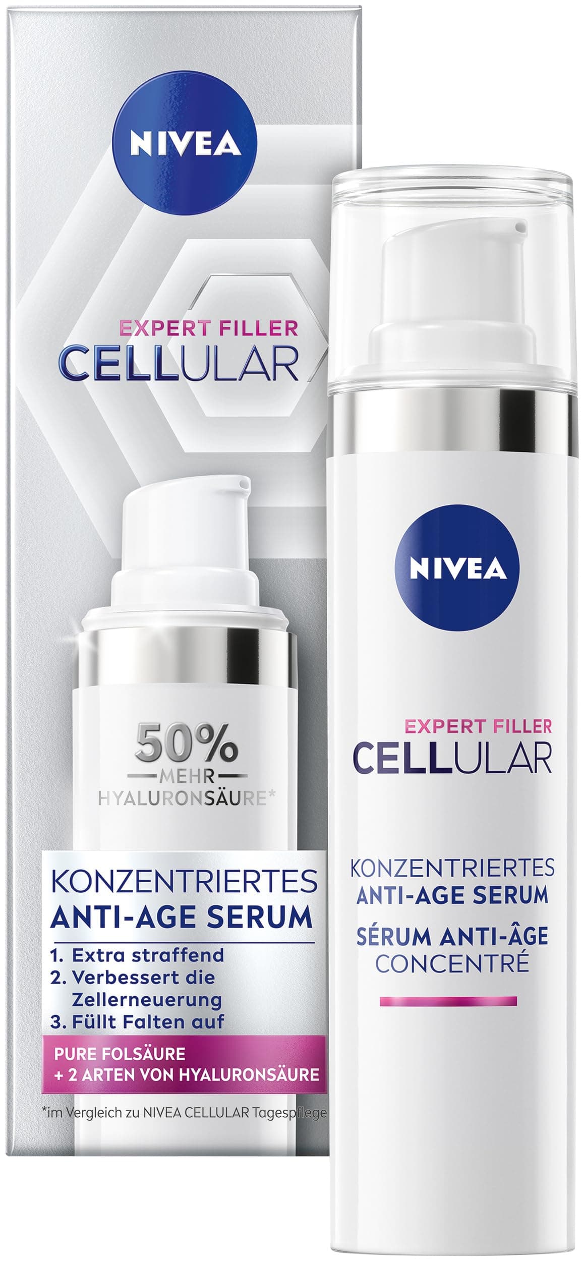 NIVEA Sérum anti-âge concentré anti-rides avec acide hyaluronique et folique, sérum concentré à l'acide hyaluronique pour une peau plus jeune, Cellular Expert Filler (40 ml) - Image 7