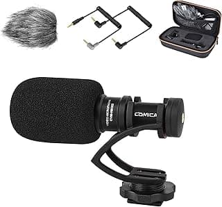 Canon COMICA Microphone Caméra Compact CVM-VM10II Micro Directionnel à Condensateur avec Wind Muff Microphone Cardioid Shotgun pour DSLR Caméra Canon,Nikon,Fuji,Sony,Panasonic,Smartphones etc.(Noir)