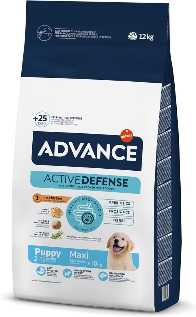 Advance Maxi Puppy Food for Puppies (2 to 12 Months) Large Breed with Chicken - 12 kg - Image 1