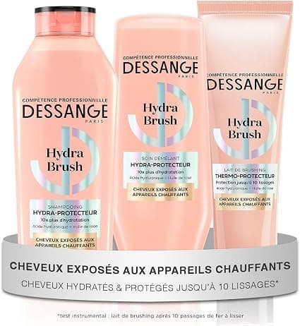DESSANGE - Hydra-Protecting Hydra Brush Hair Routine - Shampoo 280ml + Conditioner 225ml + Brushing Milk 140ml - Moisturizes & Protects Fiber - Hair Exposed to Heating Devices - Image 1