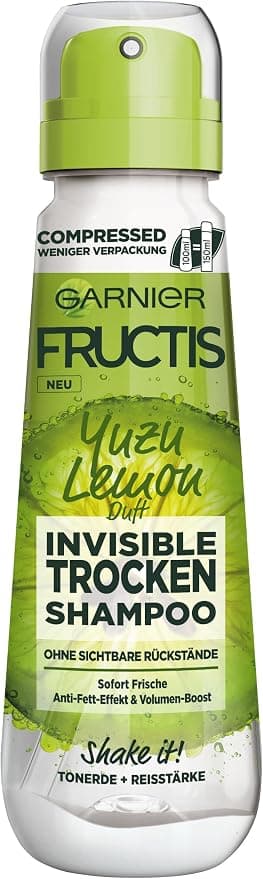 Garnier Fructis Invisible Dry Yuzu Lemon Shampoo Dry Spray Waterless Clay and Rice Powder Volumizing Refreshing Hair 100ml - Image 1