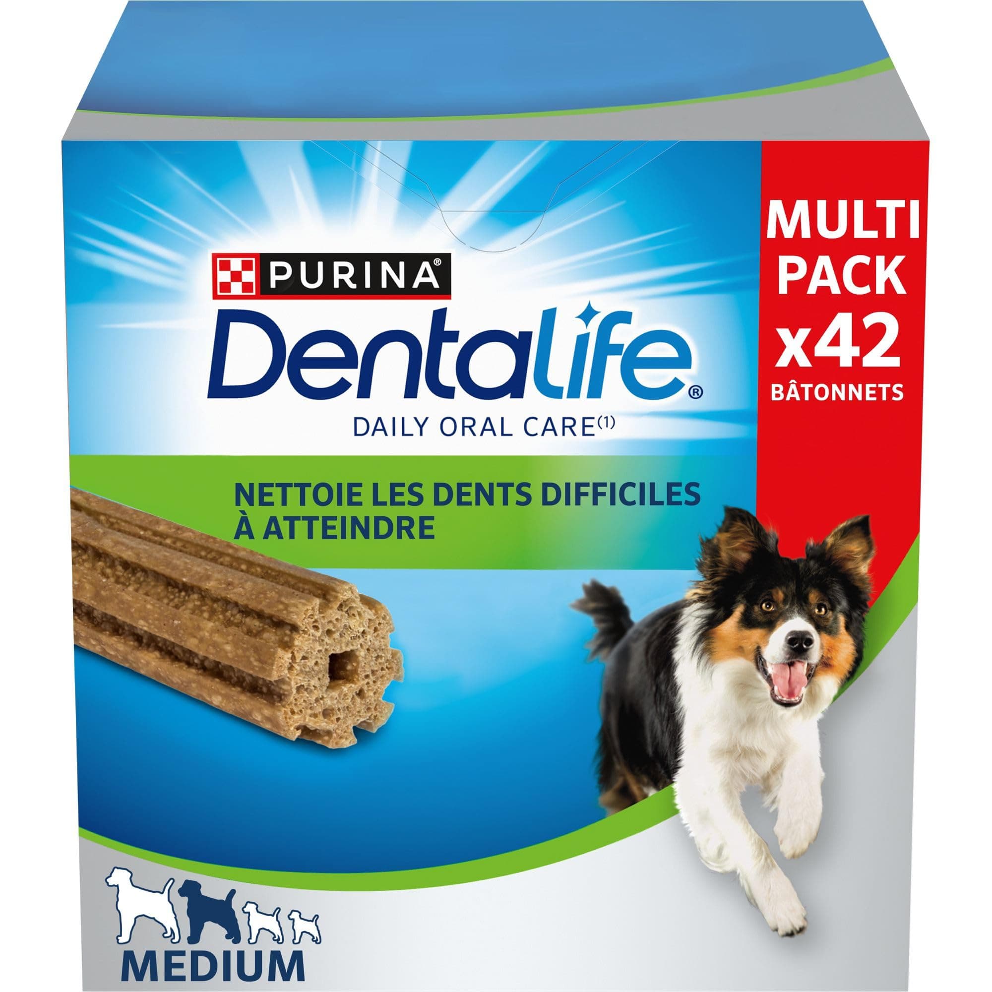 DENTALIFE | DAILY ORAL CARE | Treats | For Medium Adult Dogs | Helps Clean Teeth Effectively | Natural Cleansing Action | Sachet | Pack of 1 x 42 Chew Sticks