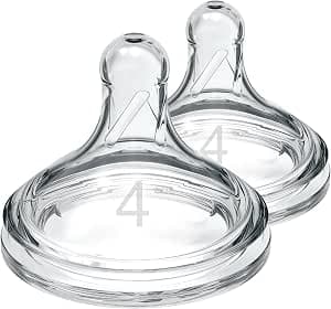 Dr. Brown's Natural Flow Level 4 Wide Neck Silicone Teats for Fast Flow Bottles 9+ Months, 100% Silicone, Pack of 2