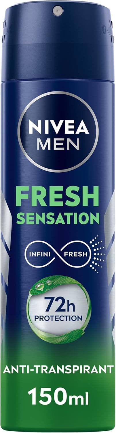 Nivea Men NIVEA MEN Déodorant Spray Fresh Sensation (1 x 150 ML), Déodorant Homme fraîcheur 72 h, Anti-Transpirant parfumé Longue durée à la Formule INFINIFRESH Unique