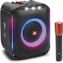 JBL PartyBox Encore Essential Haut-Parleur Portable D'intérieur et D'extérieur avec Lumières Intégrées, Design Résistant aux Éclaboussures, Basses Profondes et 10 Heures de Lecture, Noir