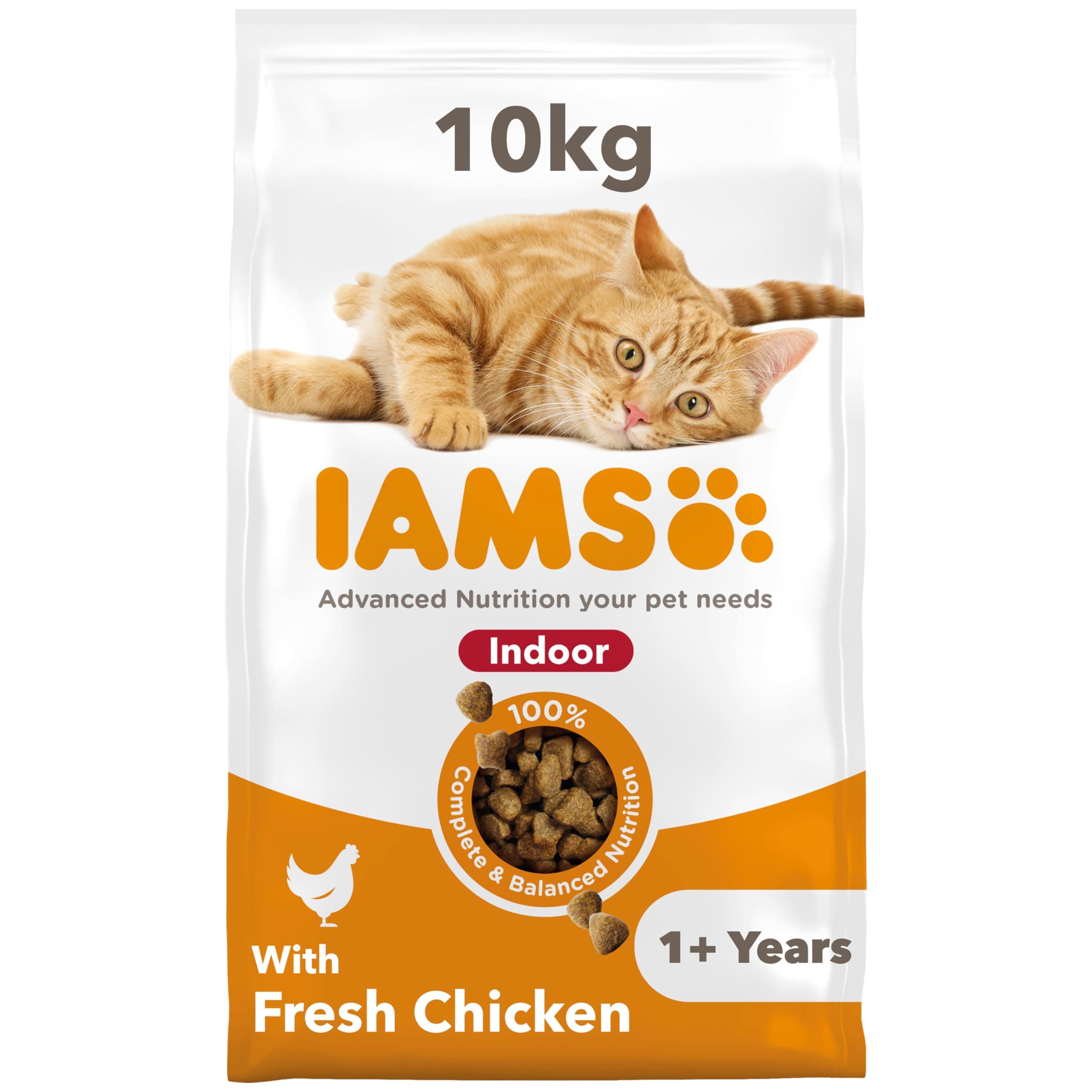 IAMS Advanced Nutrition - Premium Dry Food for Indoor Cats - 100% Complete and Balanced - Tuna - Non-GMO - Artificial Flavour Colouring - Resealable Bag 10 kg