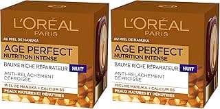 L'Oréal Paris Anti-Aging Night Cream - Rich Repairing Balm - Concentrated with Manuka Honey & Calcium B5 - For Undernourished Mature Skin - Intense Nutrition - Age Perfect - 50 ml (Pack of 2)