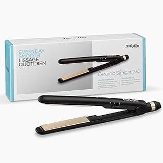 BaByliss Ceramic Straight Hair Straightener - Multi-Voltage for Worldwide Use, Silky Results, Heat Resistant Mat Included, 2 Temperature Settings 200°C-230°C, Black, ST089E