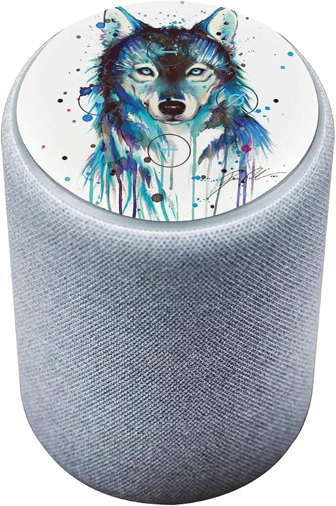 Head Case Designs sous Licence Officielle Pixie Cold Loup De Glace Animaux Vinyle Autocollant Peau Compatible avec Amazon Echo Plus (2nd Gen) - Peau Uniquement Echo Plus (2nd Gen) n'est Pas Inclus - Image 1