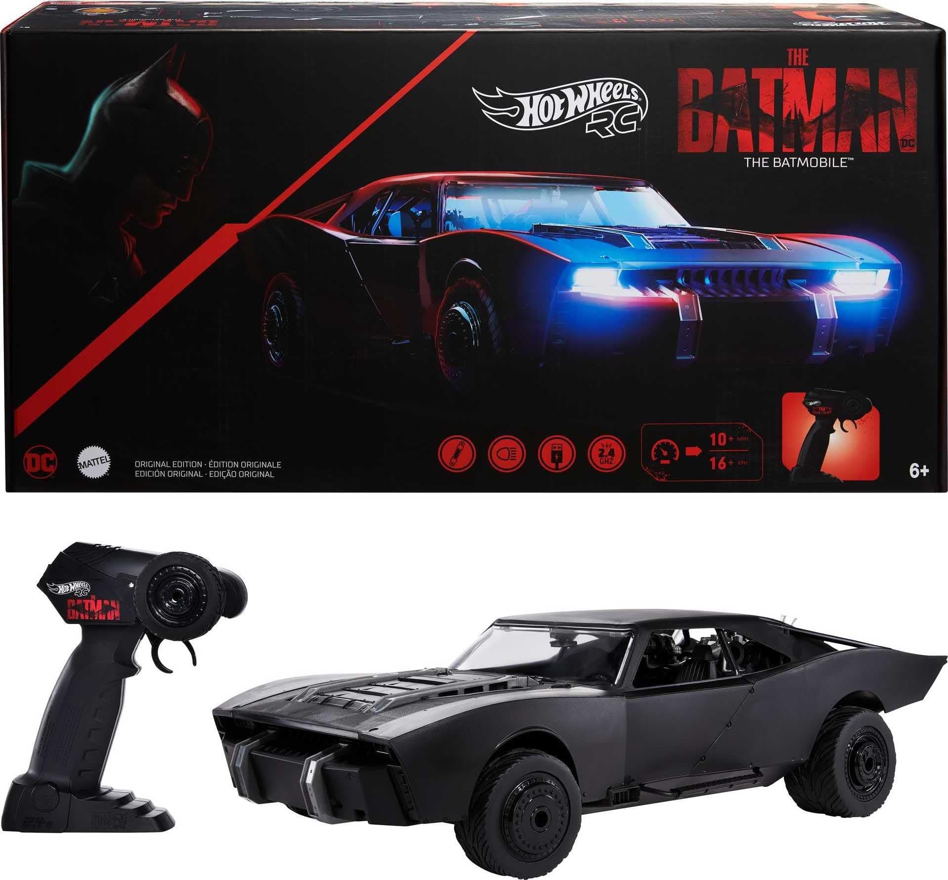 Hot Wheels Hot Wheels The Batman Batmobile Radio Controlled 1/10 Scale Remote Control Vehicle with USB Rechargeable Remote Control Child Toy HCD19