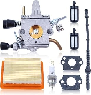 Adefol Kit de Carburateur pour Stihl FS120 FS200 FS250 FS300 FS350 FR380 FR450 FR480 Débroussailleuse,Joint + Filtre à Air et Filtre à Carburant + Tuyau de Carburant + Bougie d'allumage 4134 120 0653