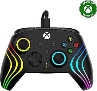 Turtle Beach Afterglow Wave Controller Noir Manette de jeu RGB filaire - Licence pour Xbox Series XS, Xbox One et Windows - Boutons programmables, gachettes à effet Hall, commandes audio