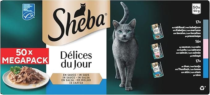 Sheba Catcare Pouch Wet Fresh & Fine (Fish) Chunks in Gravy Adult 50 x 50 g Standard Multipack