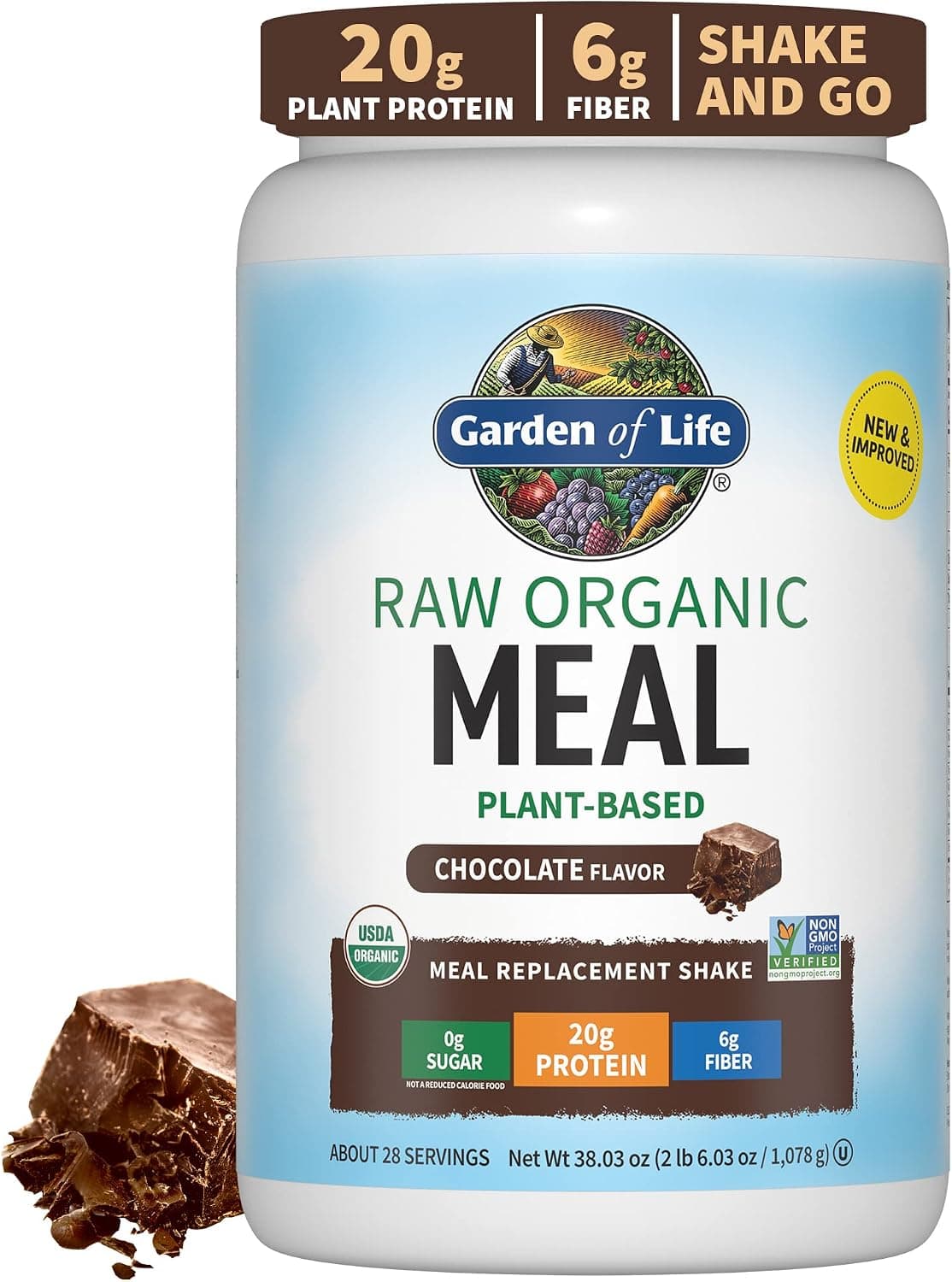 Garden of Life Raw Organic Meal, Chocolate Cacao - 1017g