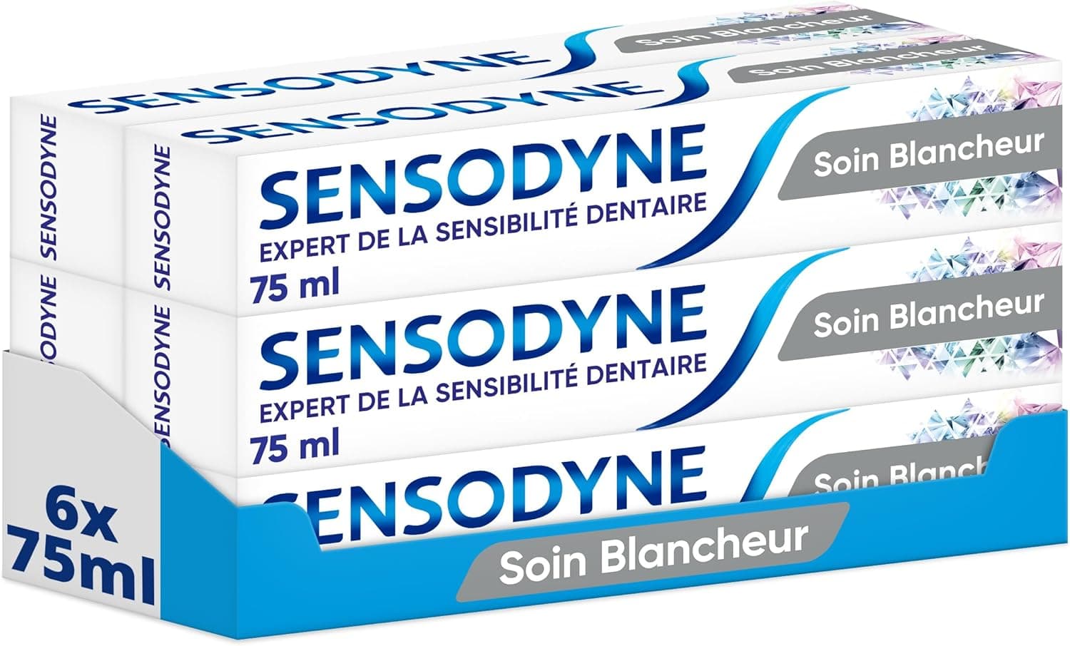 Sensodyne SENSODYNE - Dentifrice Soin Blancheur - Cliniquement Prouvé pour Soulager la Sensibilité Dentaire - Aide à Eliminer les Taches Dentaires Pour des Dents Plus Blanches - 6 x 75 ml