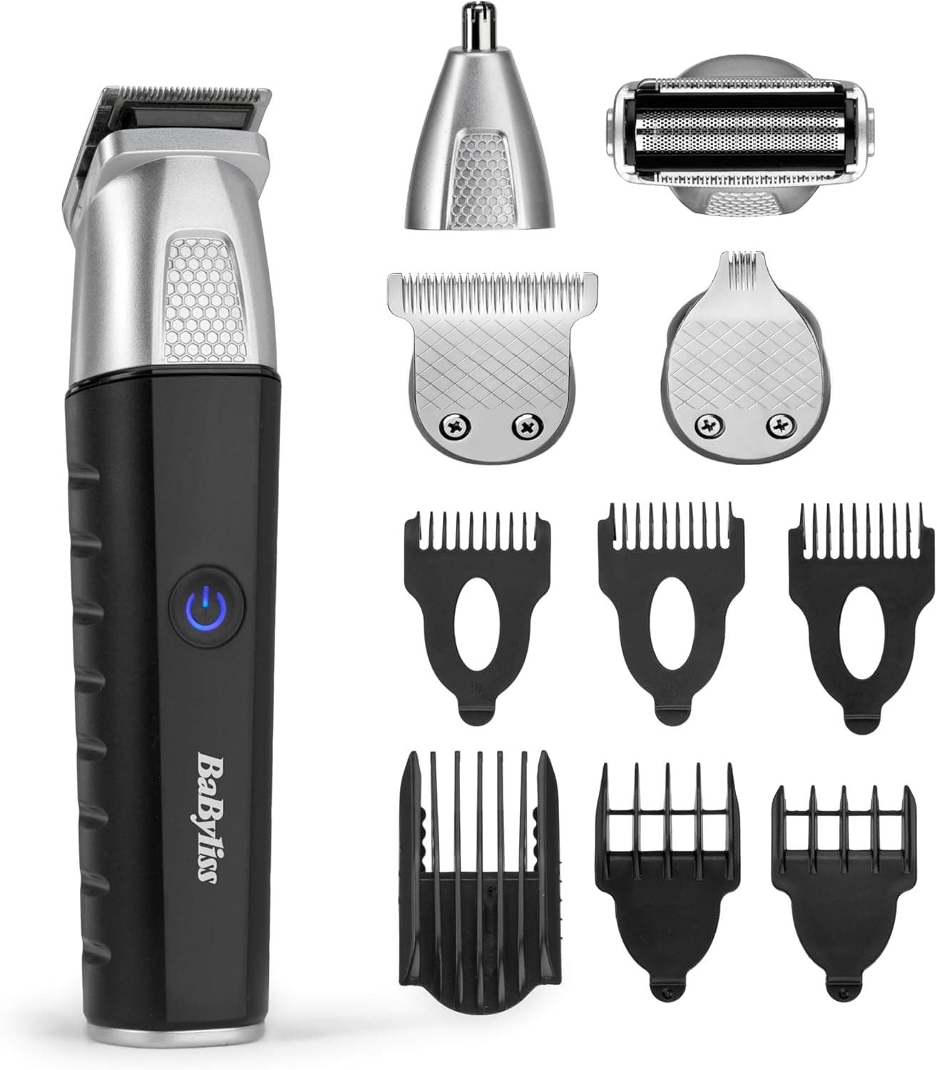 BaByliss BaByliss Tondeuse Multi-usages Lithium Power 11-in-1 - Kit complet sans fil incluant une tondeuse barbe,cheveux et nez, oreilles et sourcils, Waterproof, Noir/Gris, MT812E