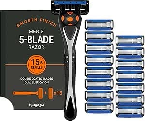 by Amazon mens 5 blade razor with 15 refills