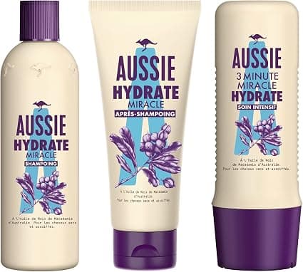 Aussie Hydrate Miracle Moisturizing Shampoo, Conditioner And Intensive Care, For Dry Hair, With Macadamia Oil - Image 1