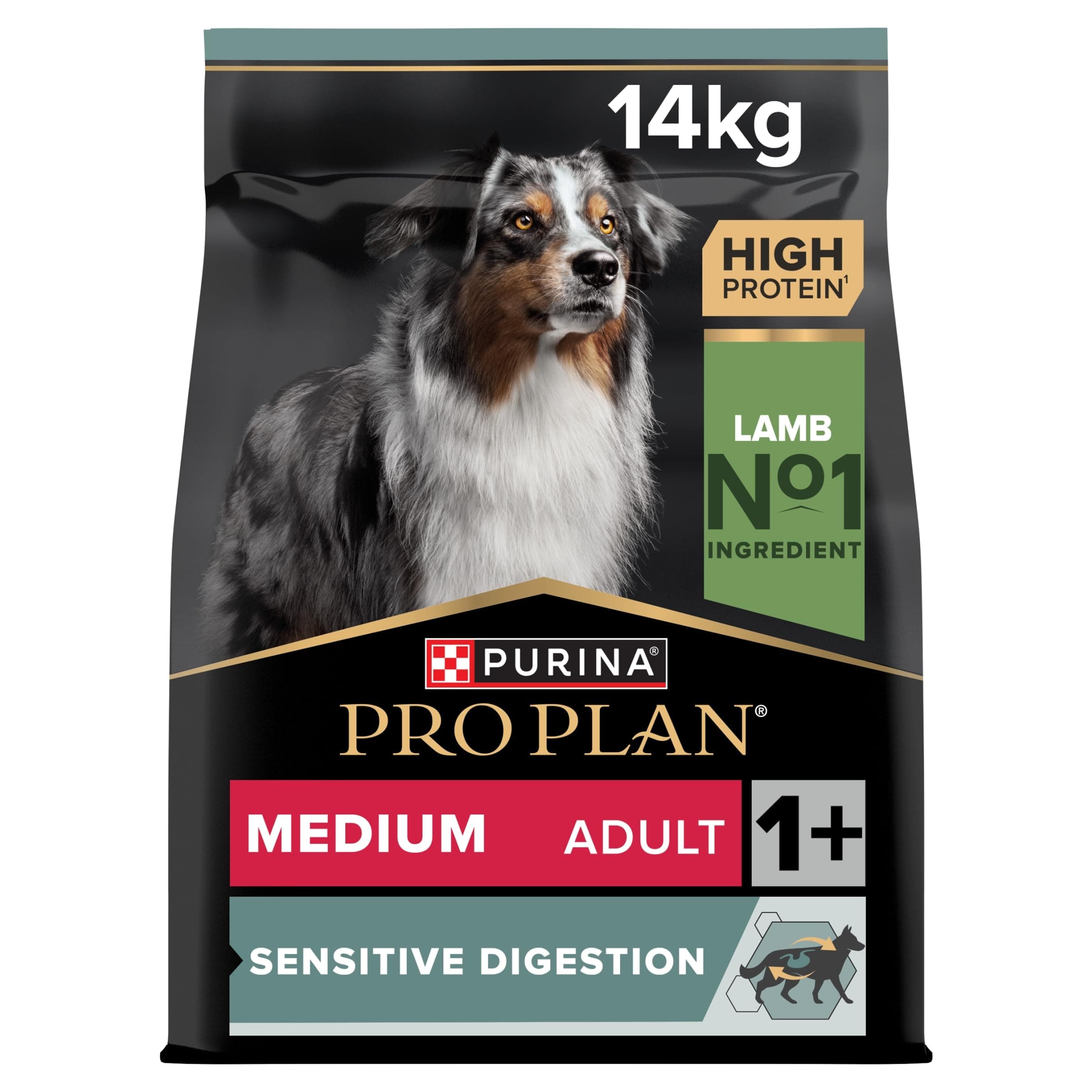 PURINA PRO PLAN | Sensitive Digestion | Complete Dry Food for Medium Adult Dogs | Promotes a Healthy Digestive System | Rich in Lamb | Dry Food | 14 kg Bag