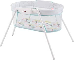 Fisher-Price Foldable and Transportable Bed with Vibration to Soothe Baby, Storage Bag Included, from Birth, GBR67, Multicoloured